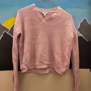 Cropped V-neck sweater
